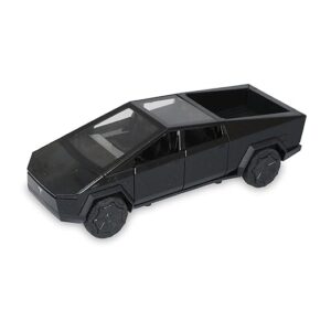SMALL CLAP® XLG 1:24 Tesla Cyber Truck with Tesla Bike & Charging Station Diecast Model Pull Back | Openable Door & Dicky Openable | Front & Back Lamp Can be On | Lights & Music for 3+Age (Black)