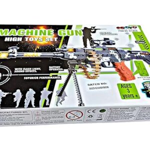 Ruhani Machine Gun Toy with LED Flashing Lights and Sound Effects for Kids (Militry Colour)