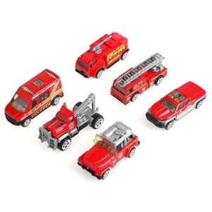 Pie Toys 1:64 Scale Die-Cast Fire Rescue Mini Vehicle Set (Yellow, Pack of 6)