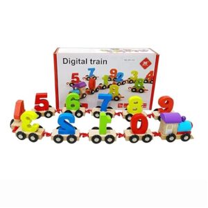 WHIZ KIDS 12pcs Wooden Train Digital Toy Set